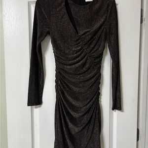 Astr Akira Shimmering Green Mint sparkle Long Sleeve Dress